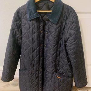 BARBOUR Liddesdale Navy Blue Quilted Jacket Corduroy Collar Men's Medium